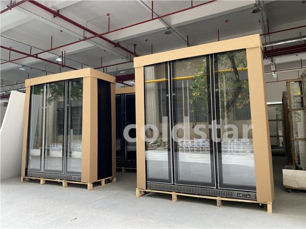 Auto Defrost Glass Sliding Door Upright Bottle Cooler For Bar & Coffee Shop