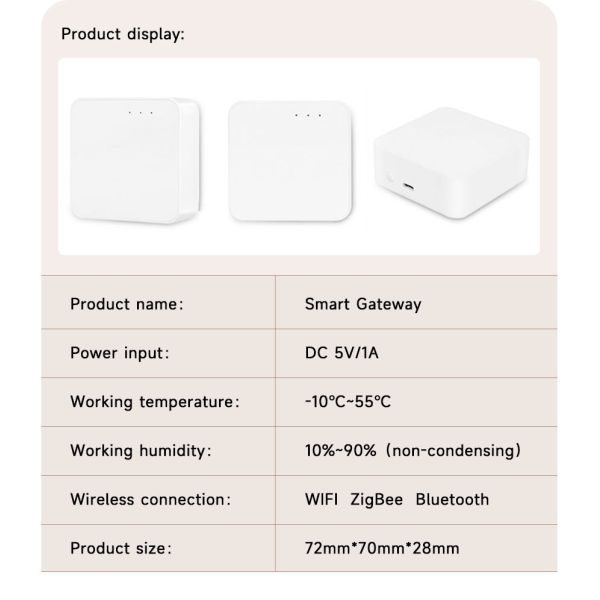 Compact Tuya Multimode Gateway Smart Home Control Panel Zigbee Wireless Hub