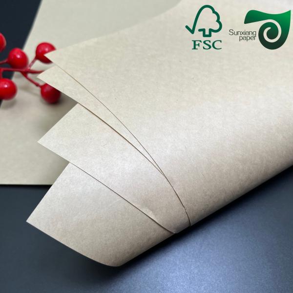 50gsm One Side Glossy Food Grade MG Brown Kraft Paper FSC Wrapping Paper