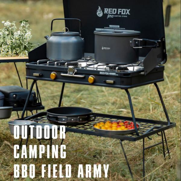 Red Fox Camping Barbecue Grill Pro Outdoor Cooking With Powerful Functions