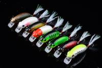 Armadilha de pesca isca Minnow 6cm / 9.8g Feather Hook preto ABS plástico
