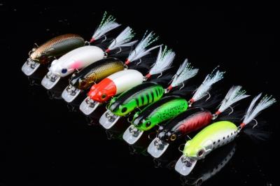 Fishing Gear Bait Minnow 6cm / 9.8g Black Feather Hook ABS Plastic