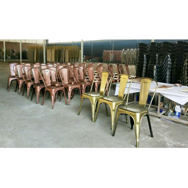 Chaise de salle à manger en métal empilable pour le ménage Chaises de bistrot en métal orange vintage