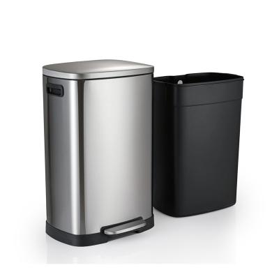 Silent Soft Close Lid 50L Step On Kitchen Trash Can