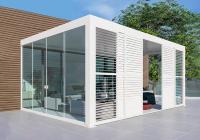 Rideaux à fermeture à glissière étanches au vent et portes vitrées pour pergola électrique extérieure à verrière
