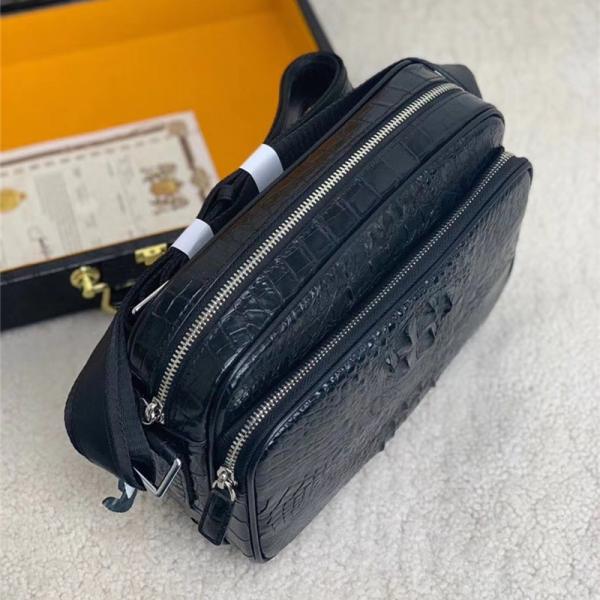 Authentic Crocodile Leather Men's Messenger Bag Small ZIP Flap Purse Genuine Alligator Skin Male Cross Shoulder Bag