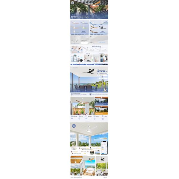 На открытом воздухе водоустойчивая пластмасса ABS IP44 привела дистанционное управление потолочного вентилятора