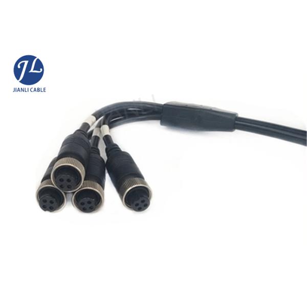 Trailer 7 Pin Sprial Rear View Camera Cable To 4 Cameras Male To Female