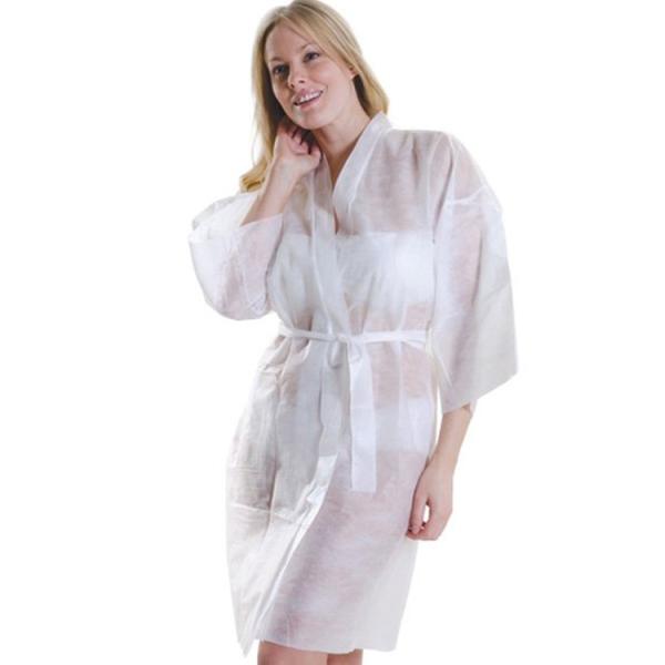 Disposable Nonwoven Kimono Men & Women Bathrobe Kimonos Spa Hairdressing Waterproof Disposable Bathrobes