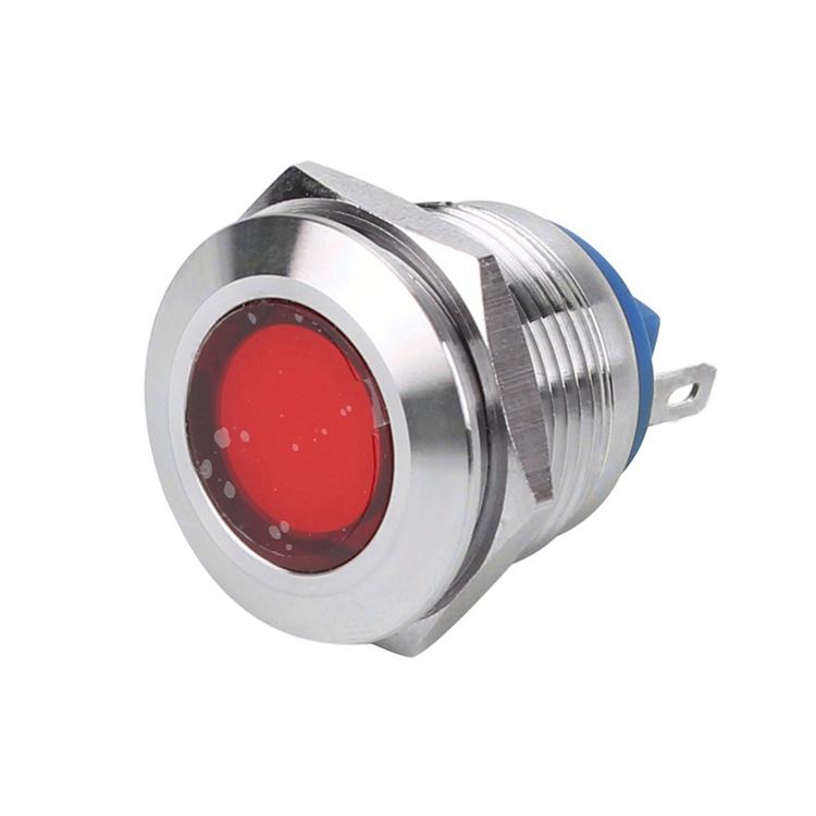 19mm 6V-220V Stainless Steel Flat Head Signal Lamp LED Indicator Lights Green Blue White Yellow IP65 IK08 Industrial Control