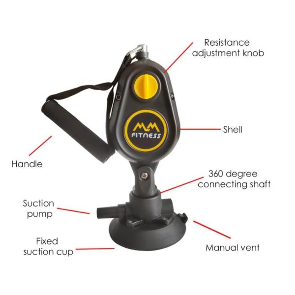 Black Suction Cups Rope Trainer for Cross Fit Training and Elastic Pull Rope Exercise