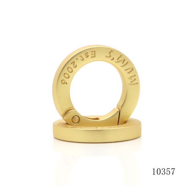 Luxury Matte Gold Plating Carabiner Metal Spring O Ring Customizd Logo Push Gate Ring