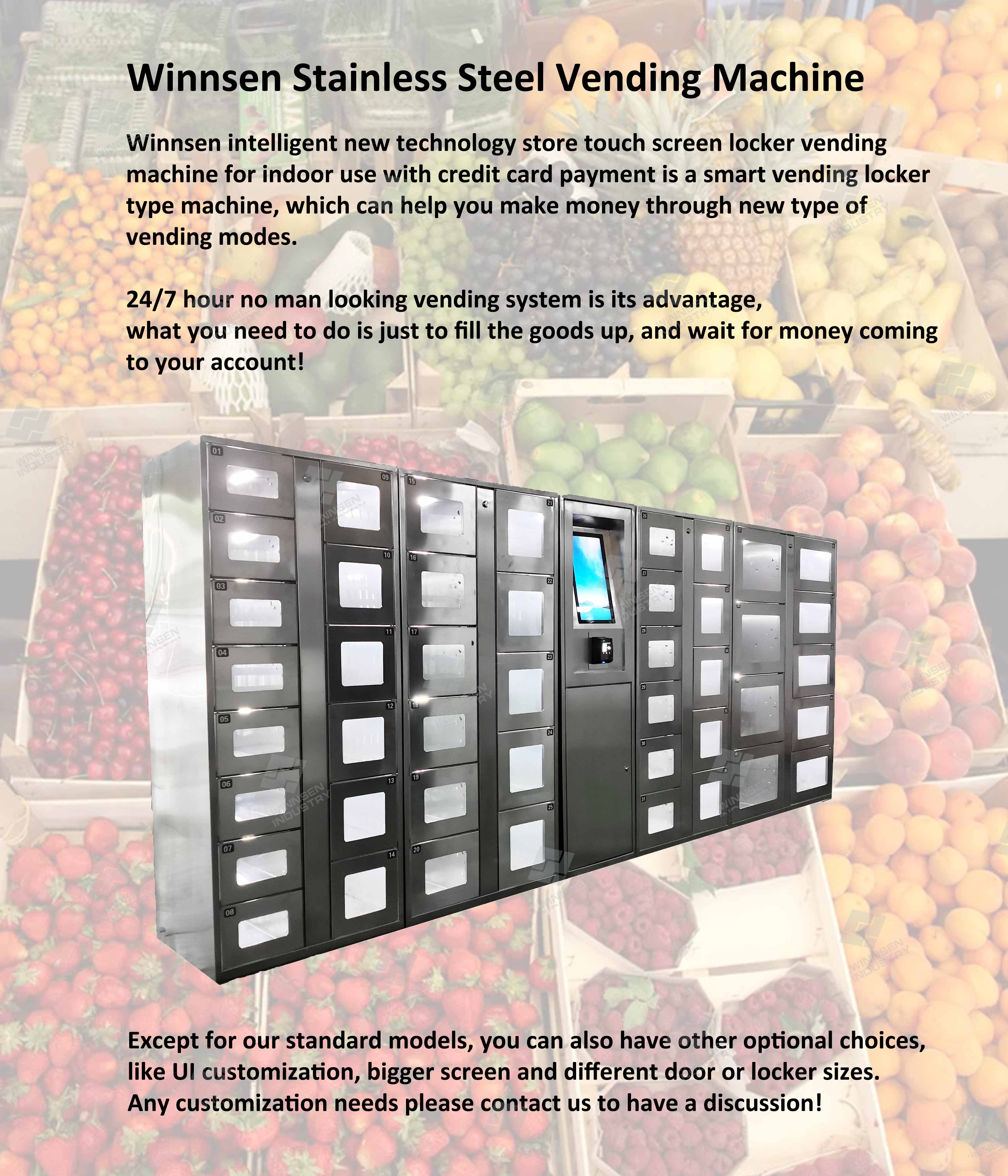 Stainless Steel Vending Locker Machine Remote Control For QR Code Payment Indoor