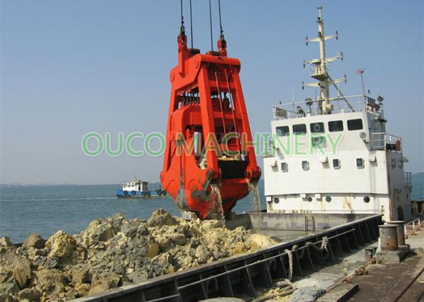 Dredging grab as Clamshell shape Bucket with heavy dead weight