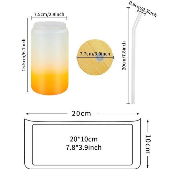 DIY Fun Sublimation Gradient Cola Can 16oz Large Capacity Straw Cup Glass Jar For Cold Drinks