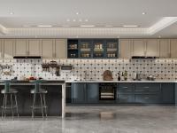 Versatile French Style Kitchen Cabinet With Indigo Blue And Cream Contrasting Design