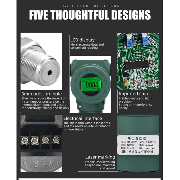 SD-2088YG High Temperature Explosion-proof 4-20ma Smart Pressure Transmitter With Lcd