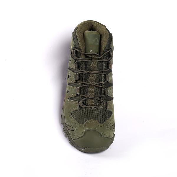 Fábrica de calzado de Shengjie Estilo de combate Botas de punta baja Ligero Respirante de malla verde superior Calzado al aire libre