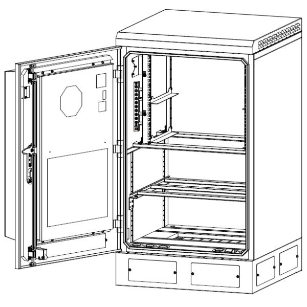 Tipo fixado na parede exterior de aço da bateria de Equipemnt do cerco da montagem de Polo do armário com refrigerar do permutador de calor