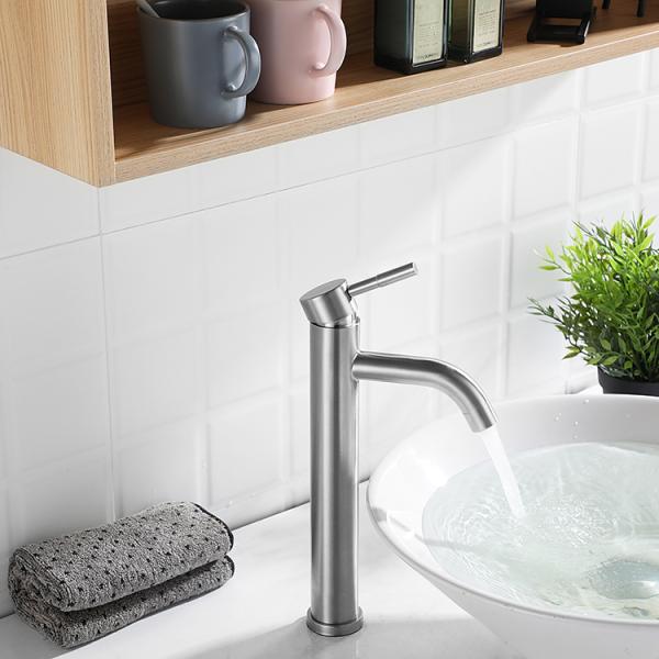 Deck Mounted Stainless Steel One-Handle Silver Kitchen Sink Faucet Durable and Modern