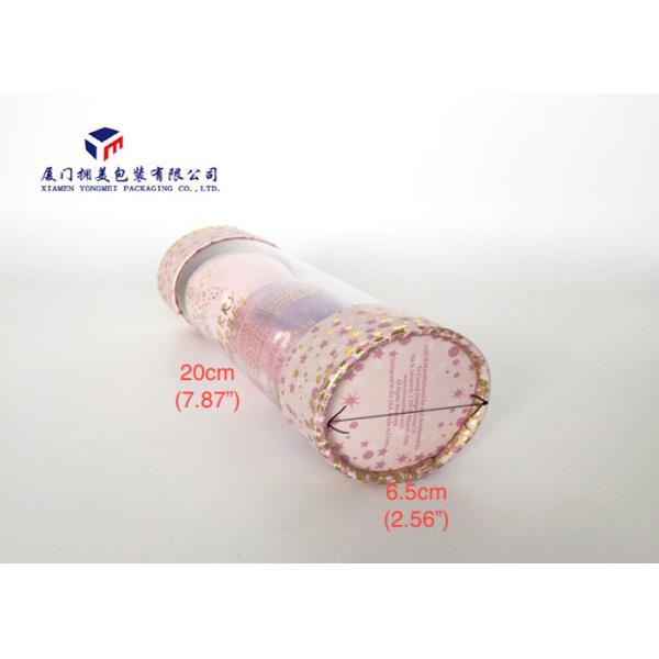 High Durability Plastic Cylinder Packaging Tubes With Pink Hard Paper Covers
