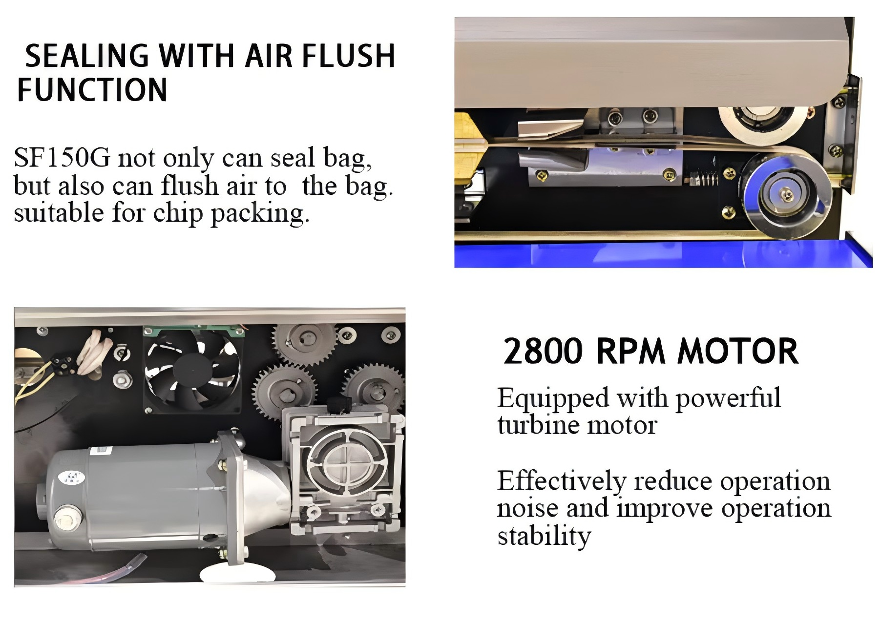 Hipac SF150G Stand Type Continuous Band Sealer with Nitrogen Gas Filling and 24m/min Sealing Speed for Automatic Packaging