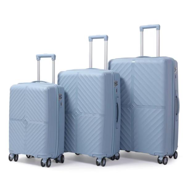3-Piece Modern Stylish Chevron-Ribbed PP Luggage Set