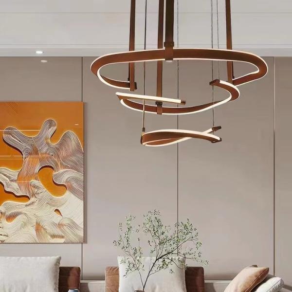 Italian Minimalist Living Room Chandelier Post-modern Leather Dining Room Bedroom Hanging Light