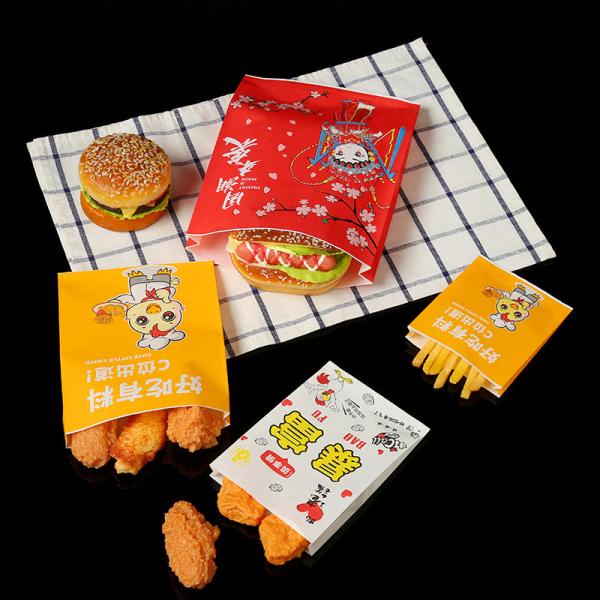 Frango frito à prova de óleo Fritas Fritas Embalagem de alimentos Saco de papel Kraft em estilo de luxo