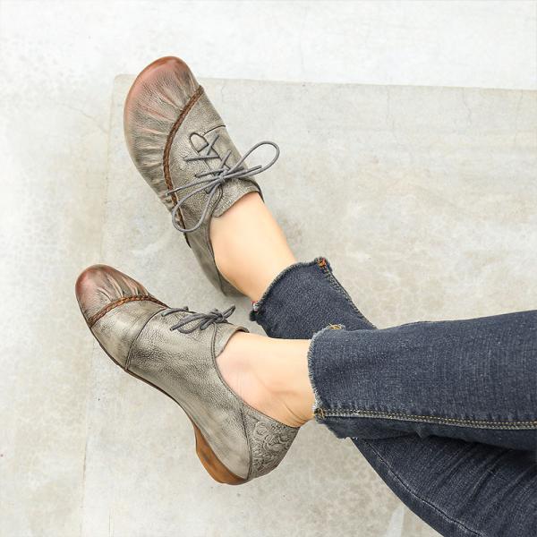 S116 Manufacturer women's shoes autumn 2020 new Huizu beauty retro handmade women's shoes convenient lace shoes women's