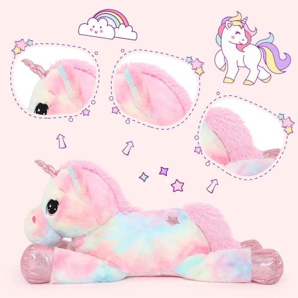 MorisMos 43 Inch Giant Bear Toy Unisex Lovely Pink Rainbow Unicorn Stuffed Animal Plush PP Birthday Decorations Gifts Girls