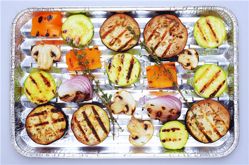 Stackable Silver Foil Food Trays Perforated Aluminum Pan For Grill