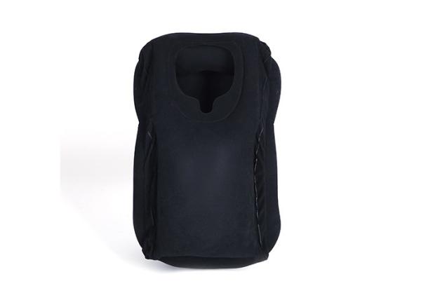 Waterproof Blow Up Travel Pillow , Black / Blue Self Inflating Travel Pillow
