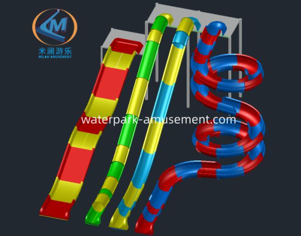 Colorful FRP Water Park Slide Resort Pool Installation Durable Fiberglass Construction