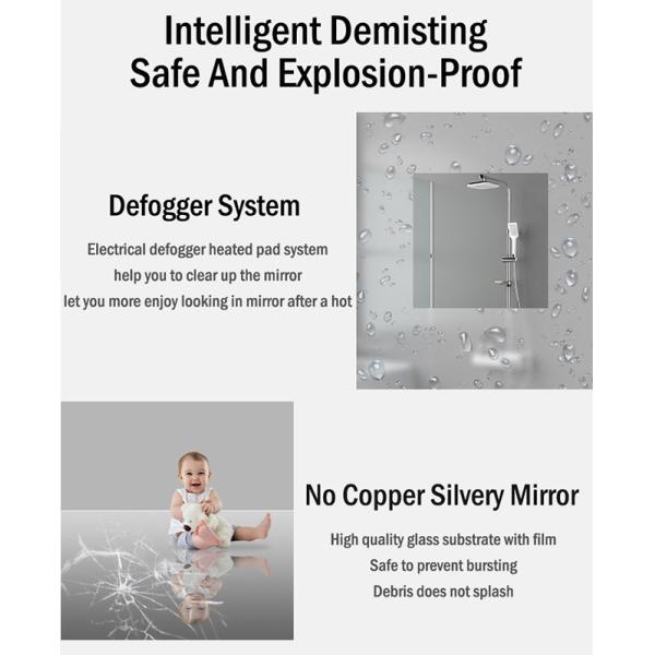 Умной затемнитель Defogger зеркал тщеты Bathroom гостиницы СИД установленный стеной Frameless