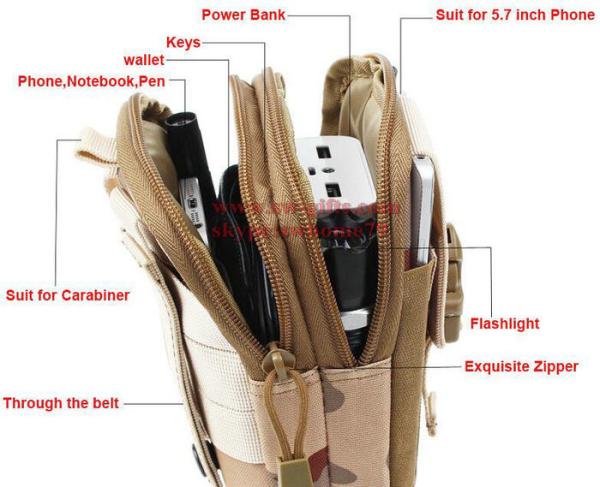 Outdoor Tactical Holster Military Molle Hip Waist Belt Bag Wallet Pouch Purse Phone Case with Zipper for iPhone 7/LG