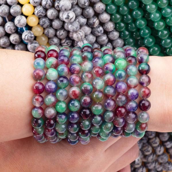 Darker Green Flower Agate Crystal Stone Smooth Loose Bead For Handmade Bead Jewelry Making