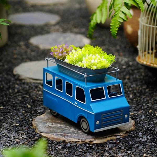 La voiture d'ornements de jardin en métal d'ODM a formé des décorations de décor de yard
