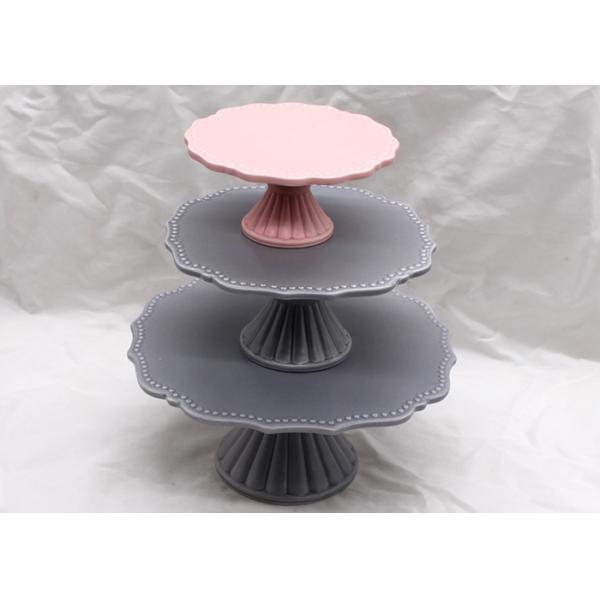 11 Inch Diameter Gray Ceramic Cake Plate , Dolomite Handmade Round Cake Stand Cake Tool