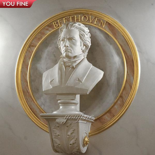 Hand Carved Decorative Natural White Marble Stone Beethoven Bust Sculpture