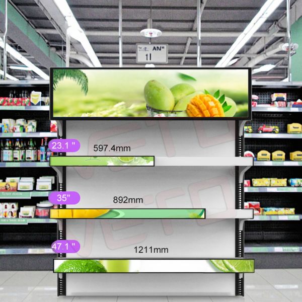 CH Customized Shelf Edge Digital Signage Ultra Wide Stretch Bar Lcd Display Monitor Advertising Screen for Retail Shop