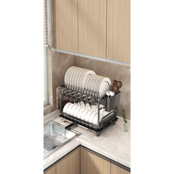 Iron Dish Rack for Kitchen Room Space Kitchen Classification Folding Rack