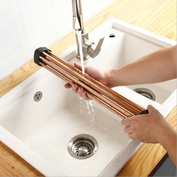 Foldable 0.97KG Steel Kitchen Basket Rack Titanium Square