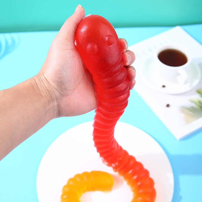 Wholesale 900g Huge Worm Shape Giant Gummy Candy Fruit Flavor Soft Chewy Candy Sweets