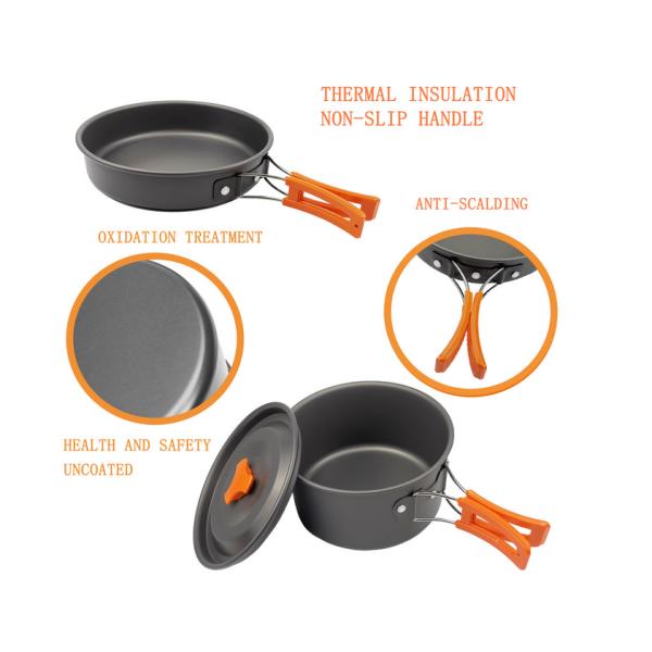 Набор Cookware 2-3 людей на открытом воздухе, портативный на открытом воздухе варя набор бака
