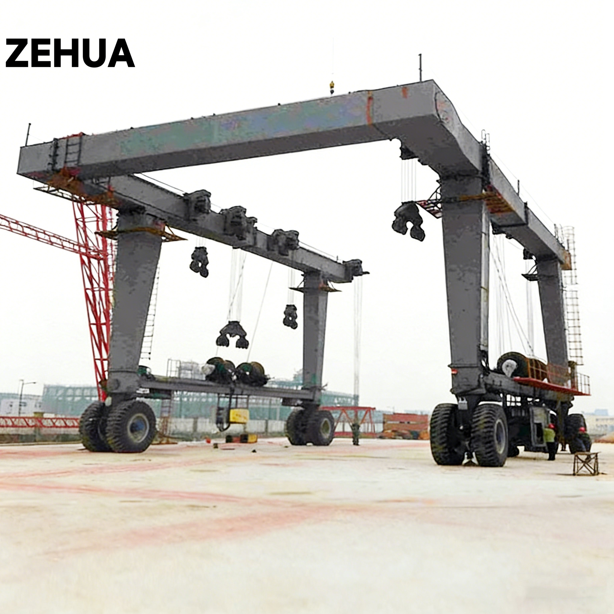 Diesel Generator Powered Hydraulic Boat Lift Crane 300t 350t 4 Tires 8Tires Gantry Crane