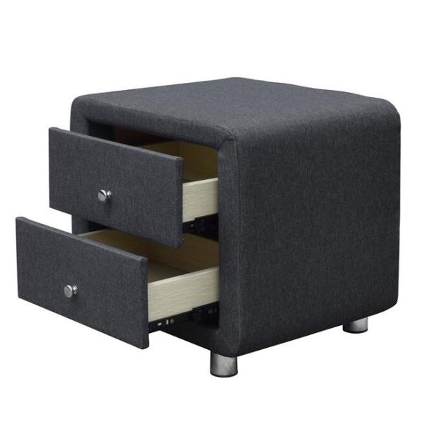 Современный обитый бархат Nightstand серого цвета белья прикроватного столика ткани 2 ящика