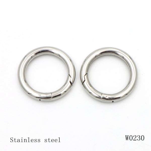 Stainless Steel Spring Ring 28mm x 20mm - Round Wire Snap Clasp for Bags & Keychains