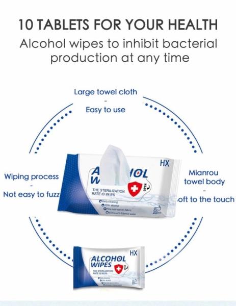 Anti-Bacterial Disposable Sanitizing Cleaning 75% Ethanol Disinfecting Wet Wipes