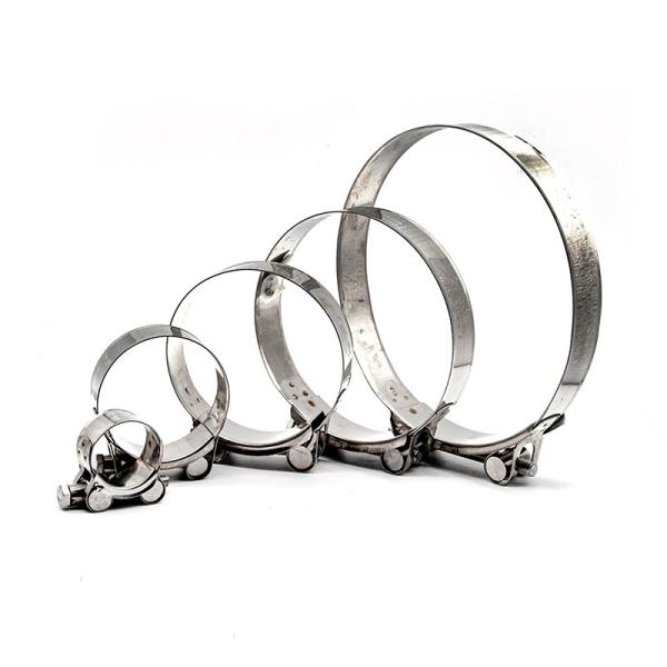 Industrial Grade Stainless Steel Hose Clamp / Throat Clamp Round Silver